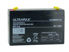 ULTRAMAX NP7.5-6, 6V 7.5AH 20HR (AS 7AH & 7.2AH ) SEALED LEAD ACID RECHARGEABLE BATTERY